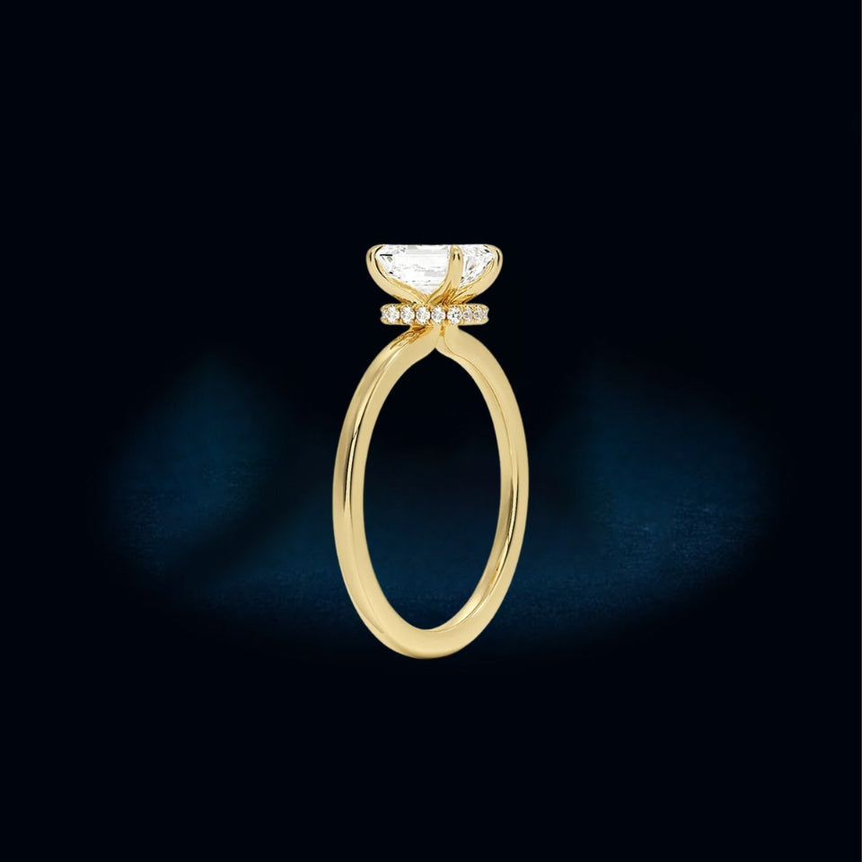 Hidden halo Emerald Cut Moissanite Ring