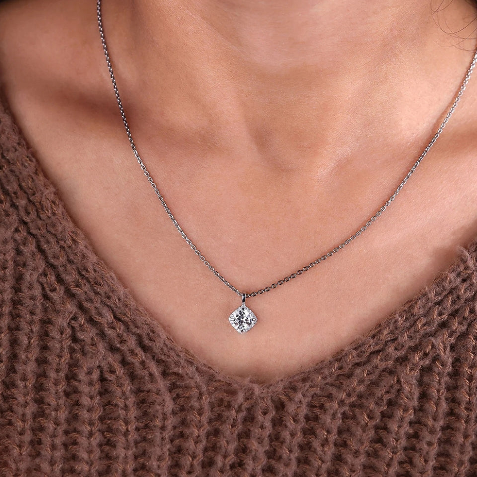Cushion Halo Pendant Necklace