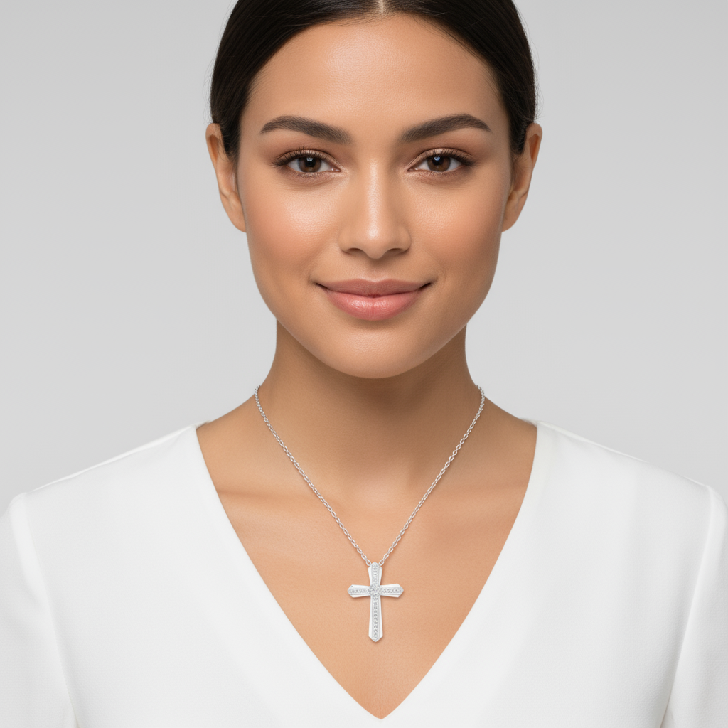 Layered Style Cross Pendant Necklace