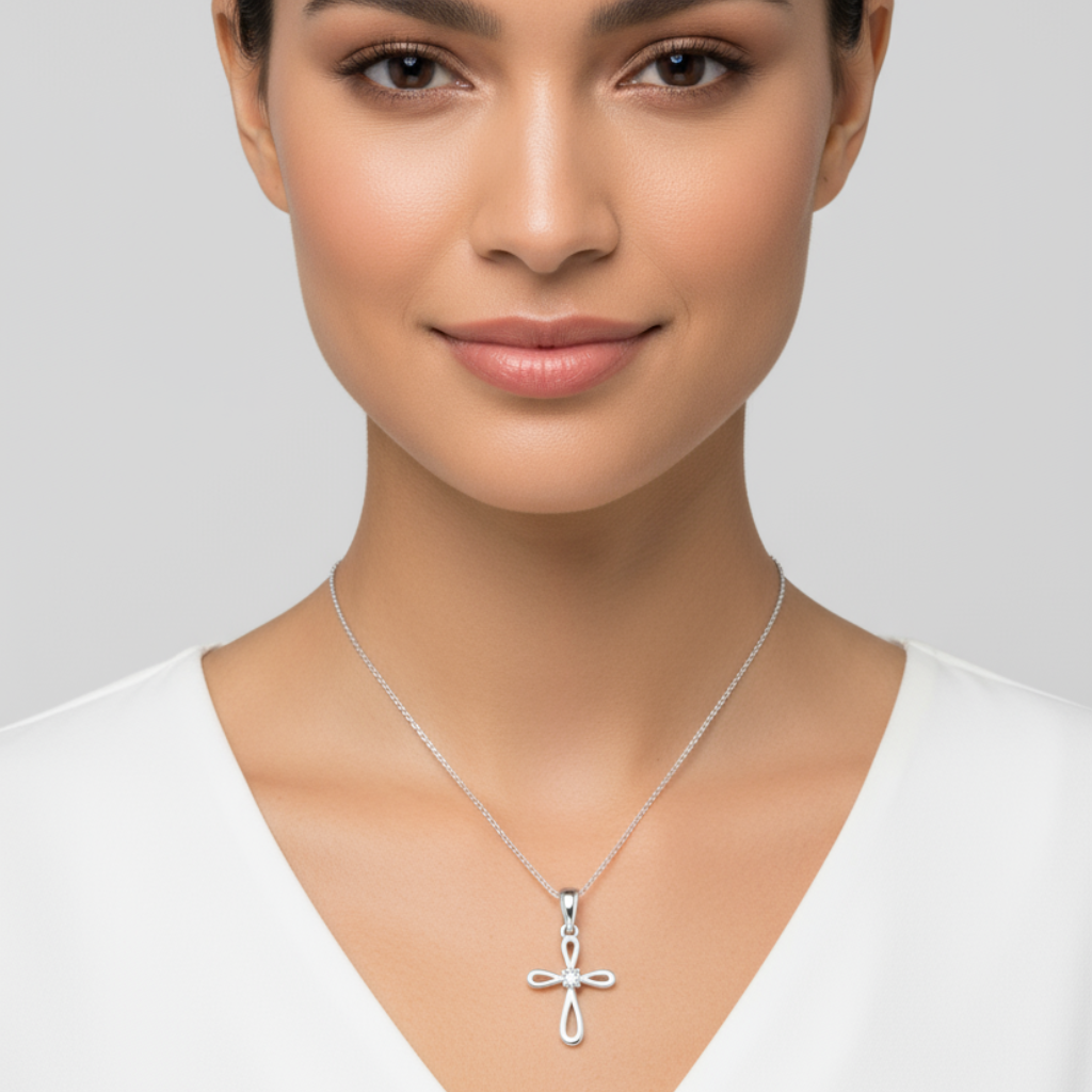 Infinity Open Cross Pendant Necklace