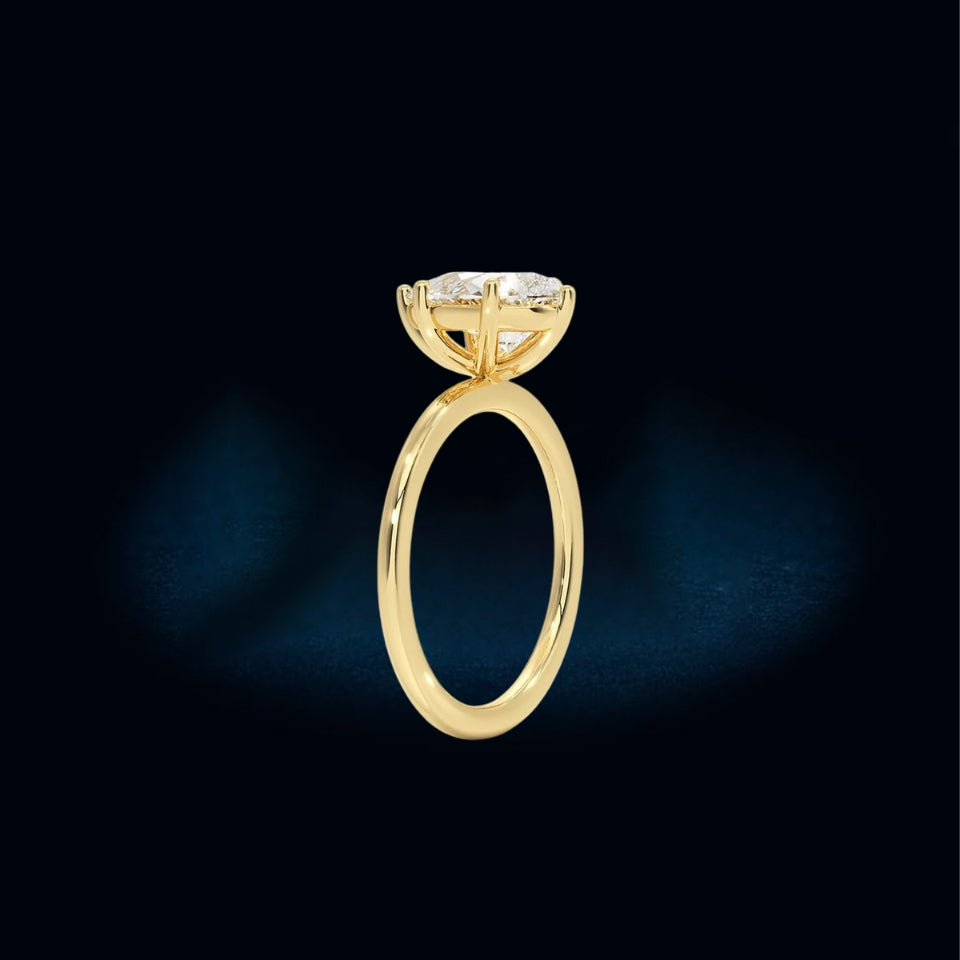 Hidden Halo Pear Shape Moissanite Ring