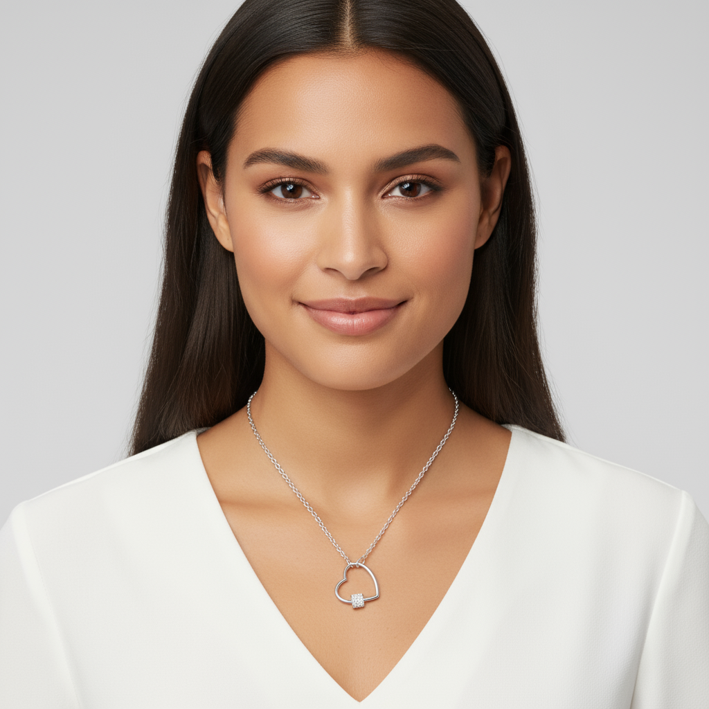 Carabiner Love Heart Pendant Necklace