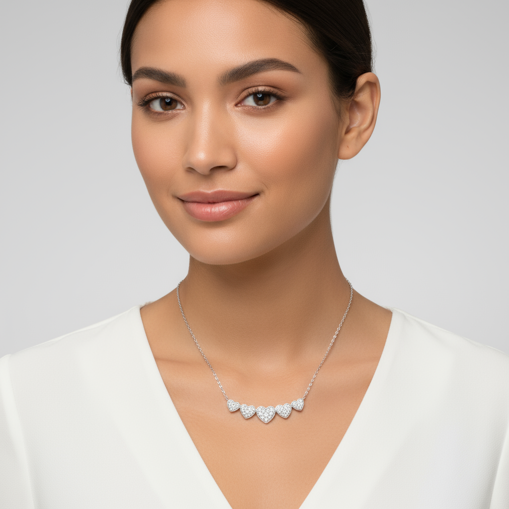 Five Heart Bar Pendant Necklace