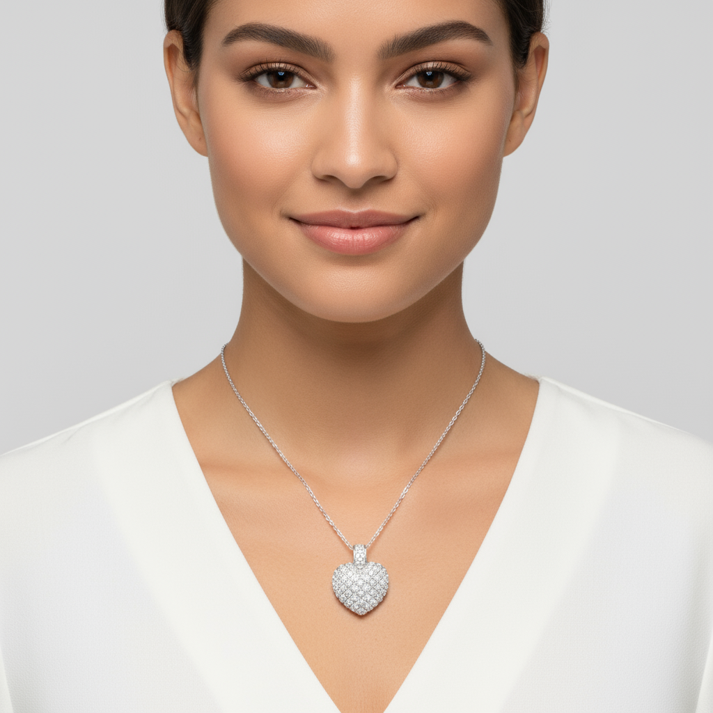 Round Love Heart Pendant Necklace