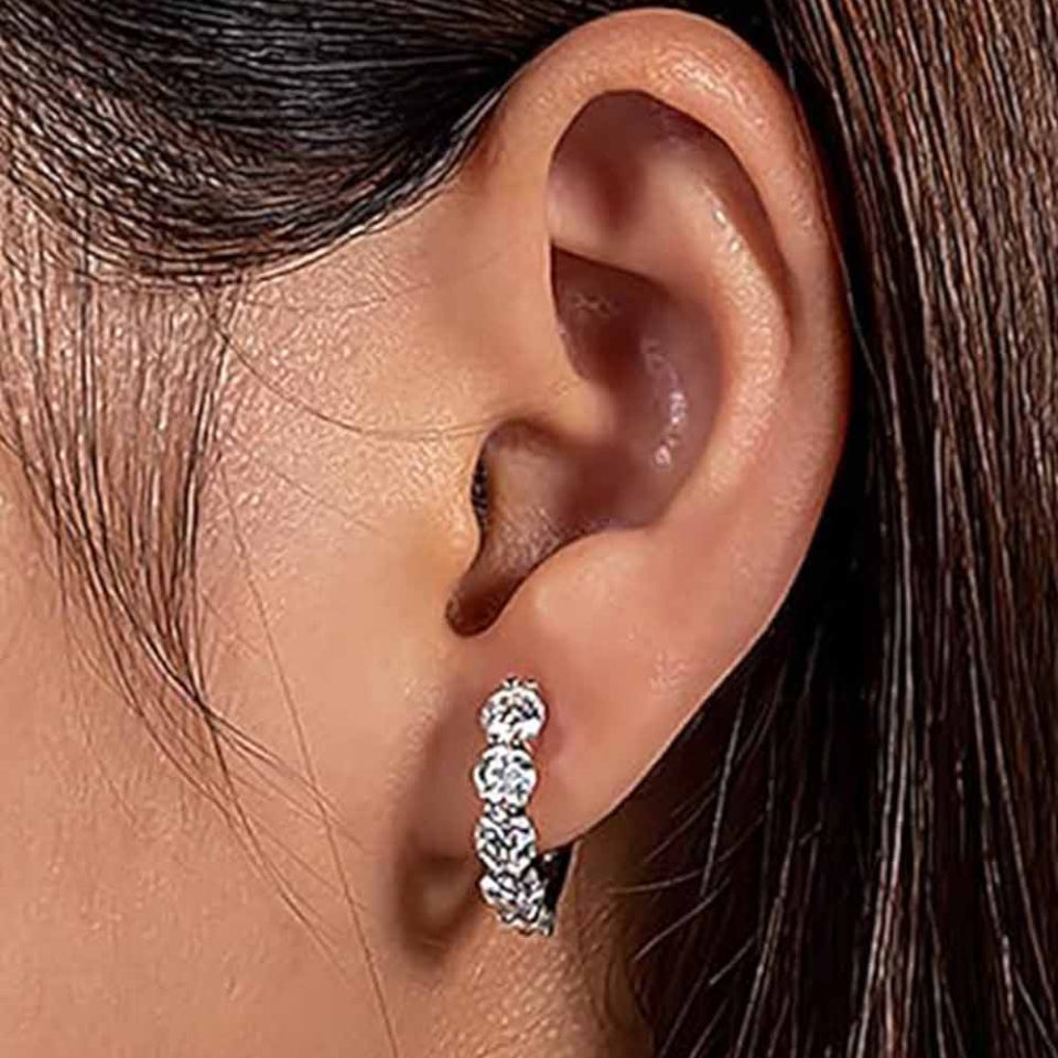Moissanite Diamond Huggie Hoop Earrings
