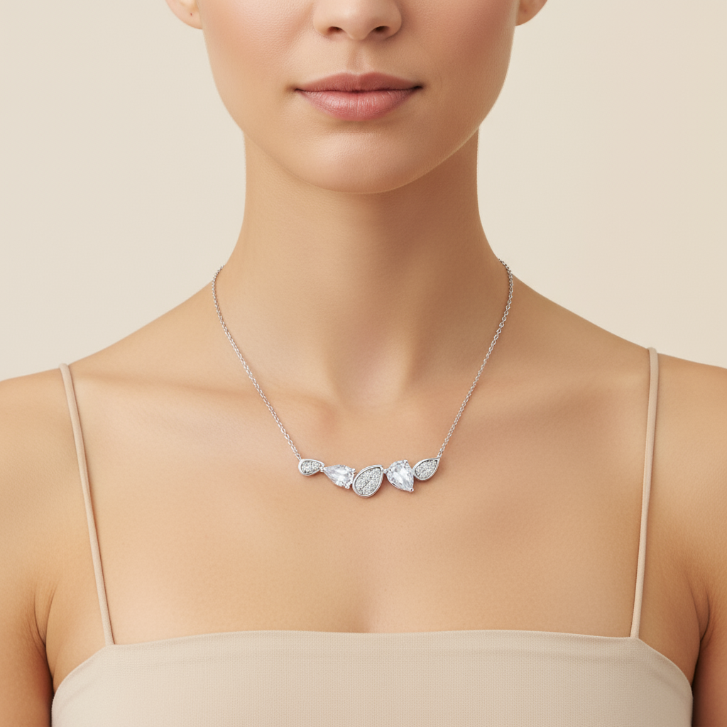 Pear Shape Cluster Pendant Necklace