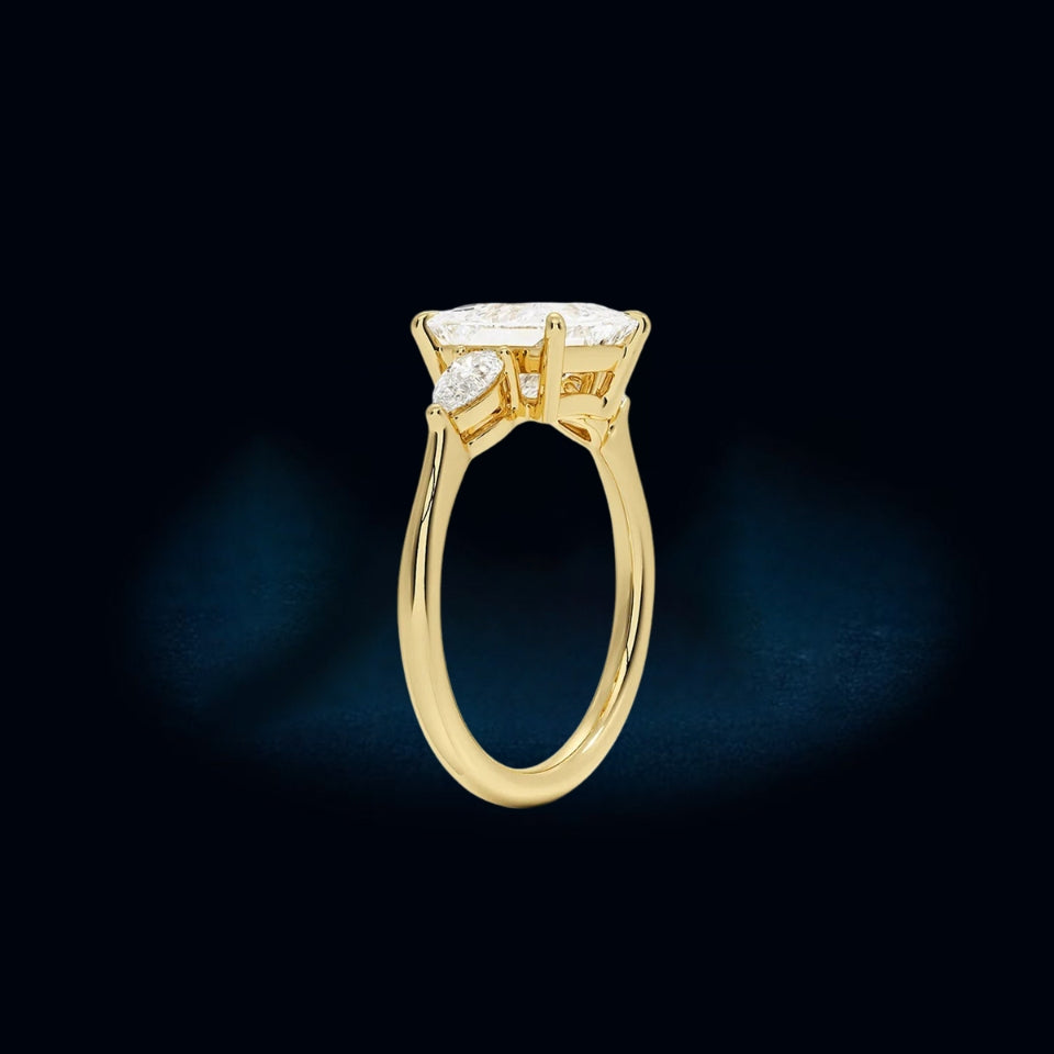 Moissanite Princess Shape Three Stones Ring