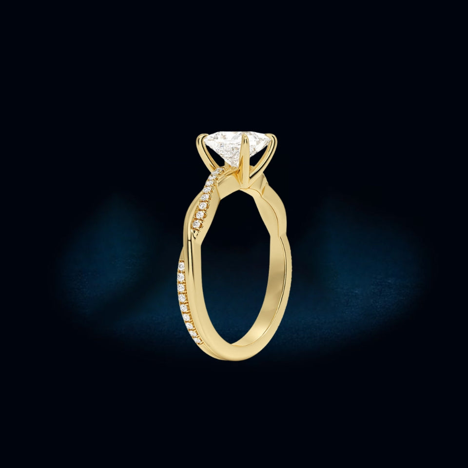 Princess Cut Moissanite Twisted Ring