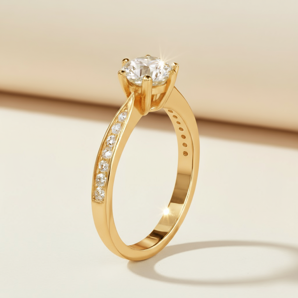 Vintage Moissanite Diamond Engagement Ring