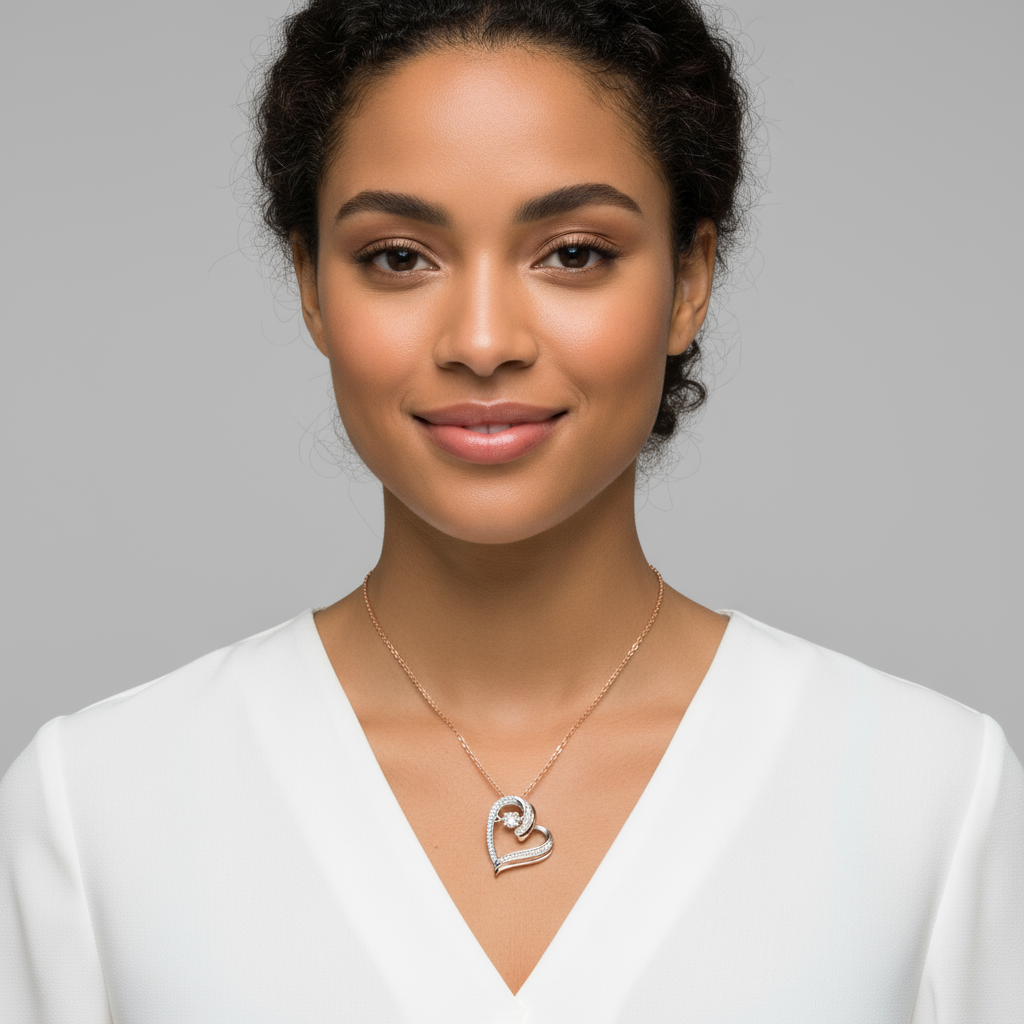 Moissanite Diamond Double Heart Pendant Necklace