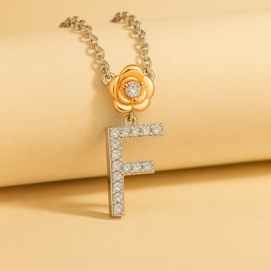 Alphabet Flower Pendant Necklace