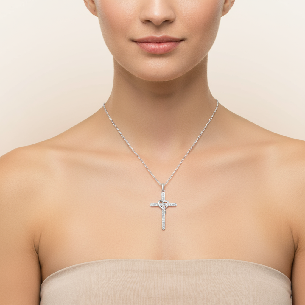 Cross Heart Pendant Necklace