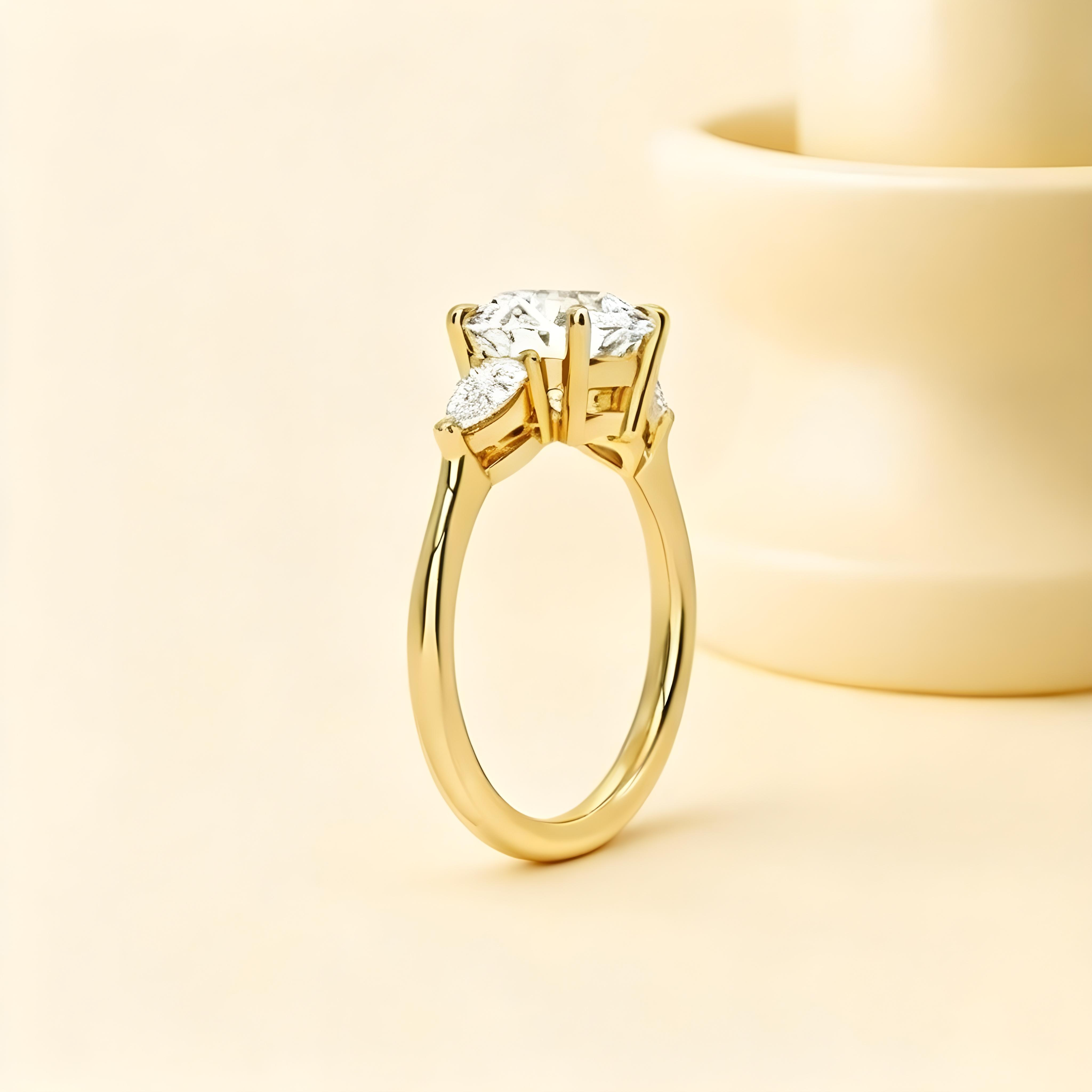 Moissanite Round Cut Three Stone Ring