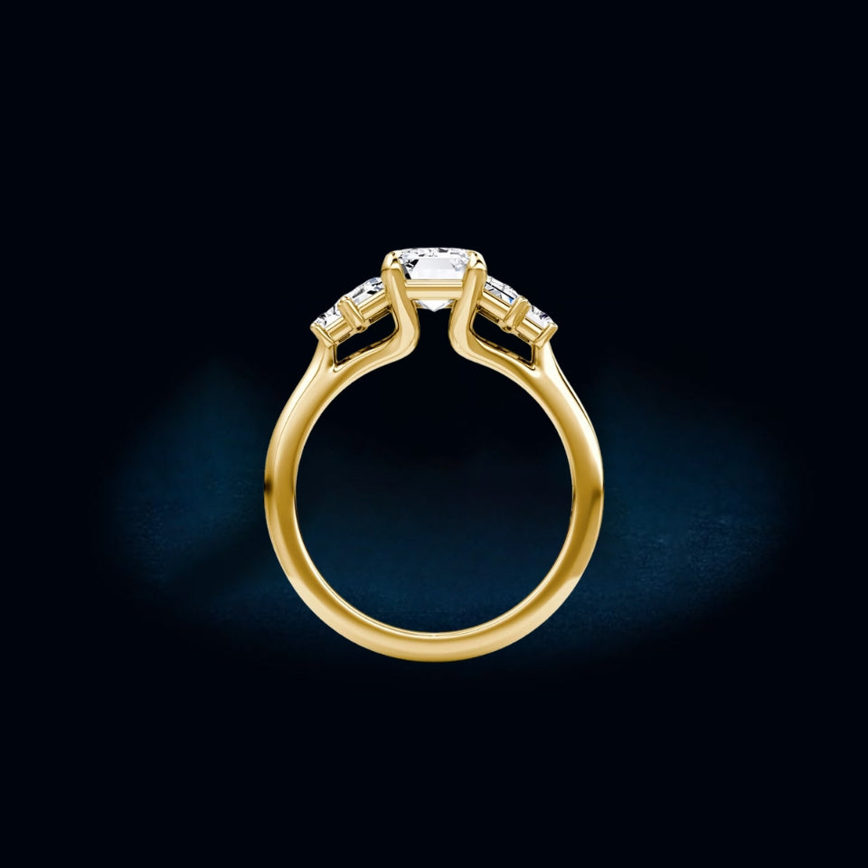 Emerald Shape Moissanite Five Stone Ring
