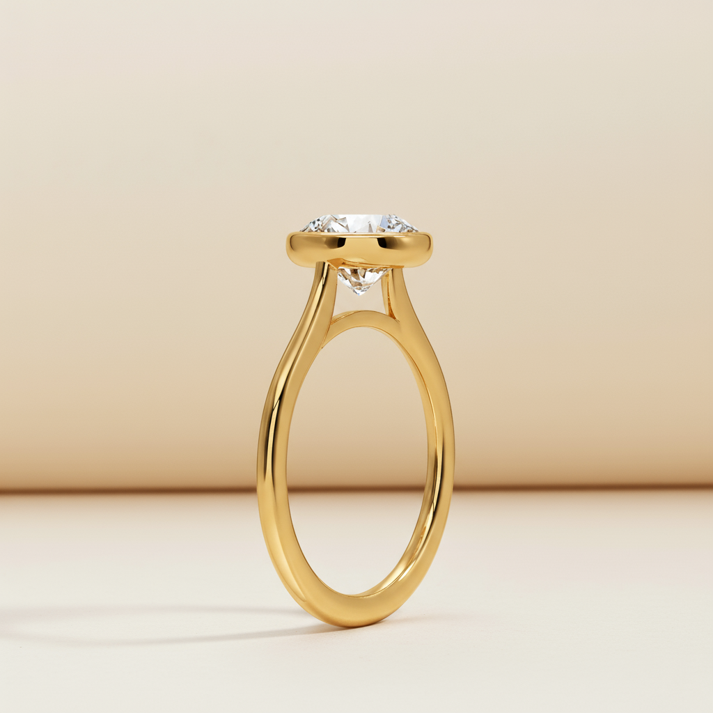 Asscher Bezel Moissanite Diamond Ring