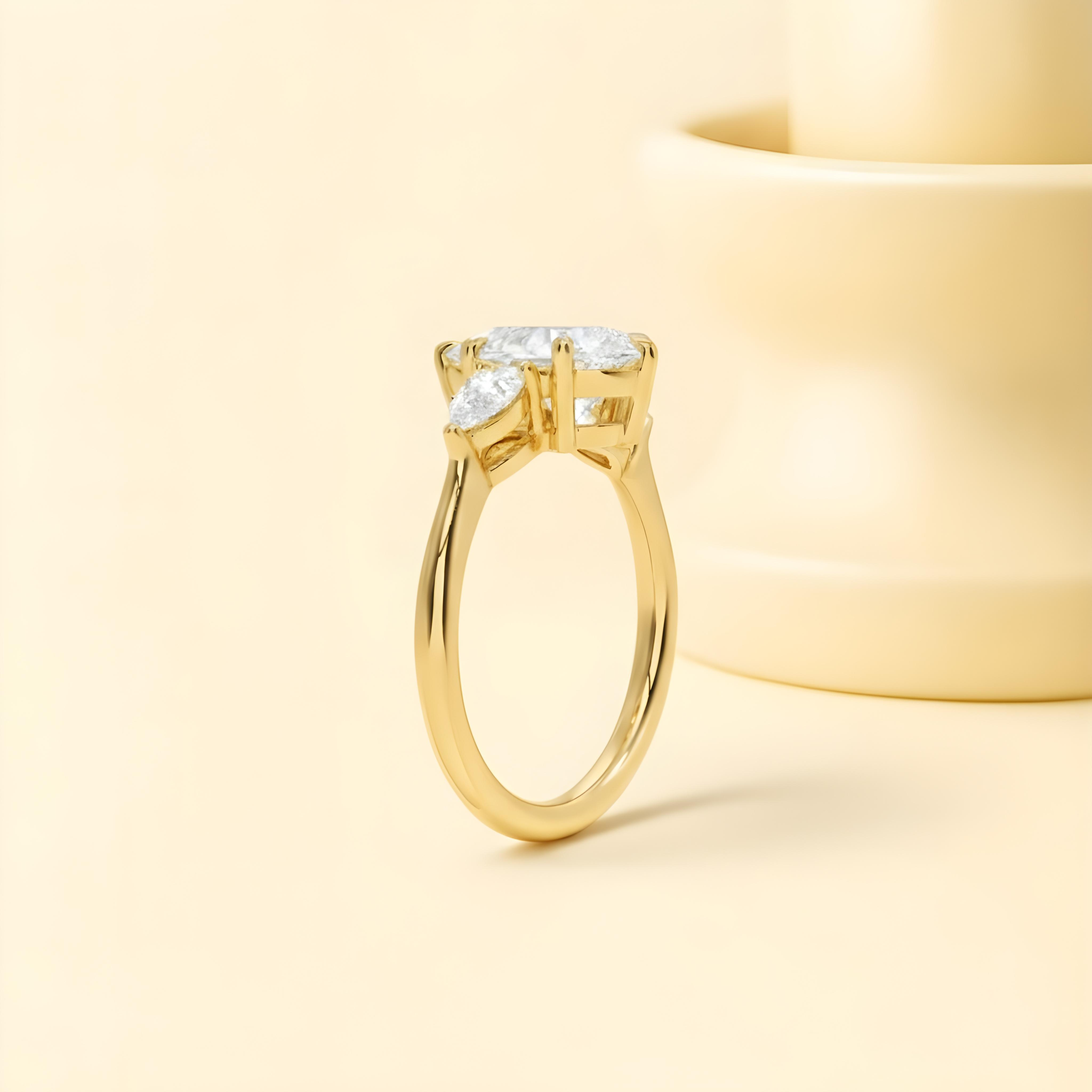 Moissanite Pear Cut Three Stone Ring
