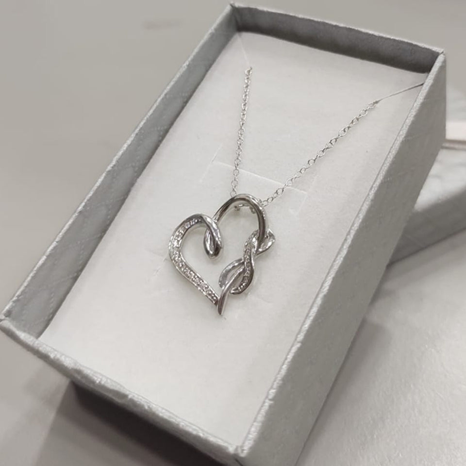 Swirl Infinity Heart Pendant Necklace