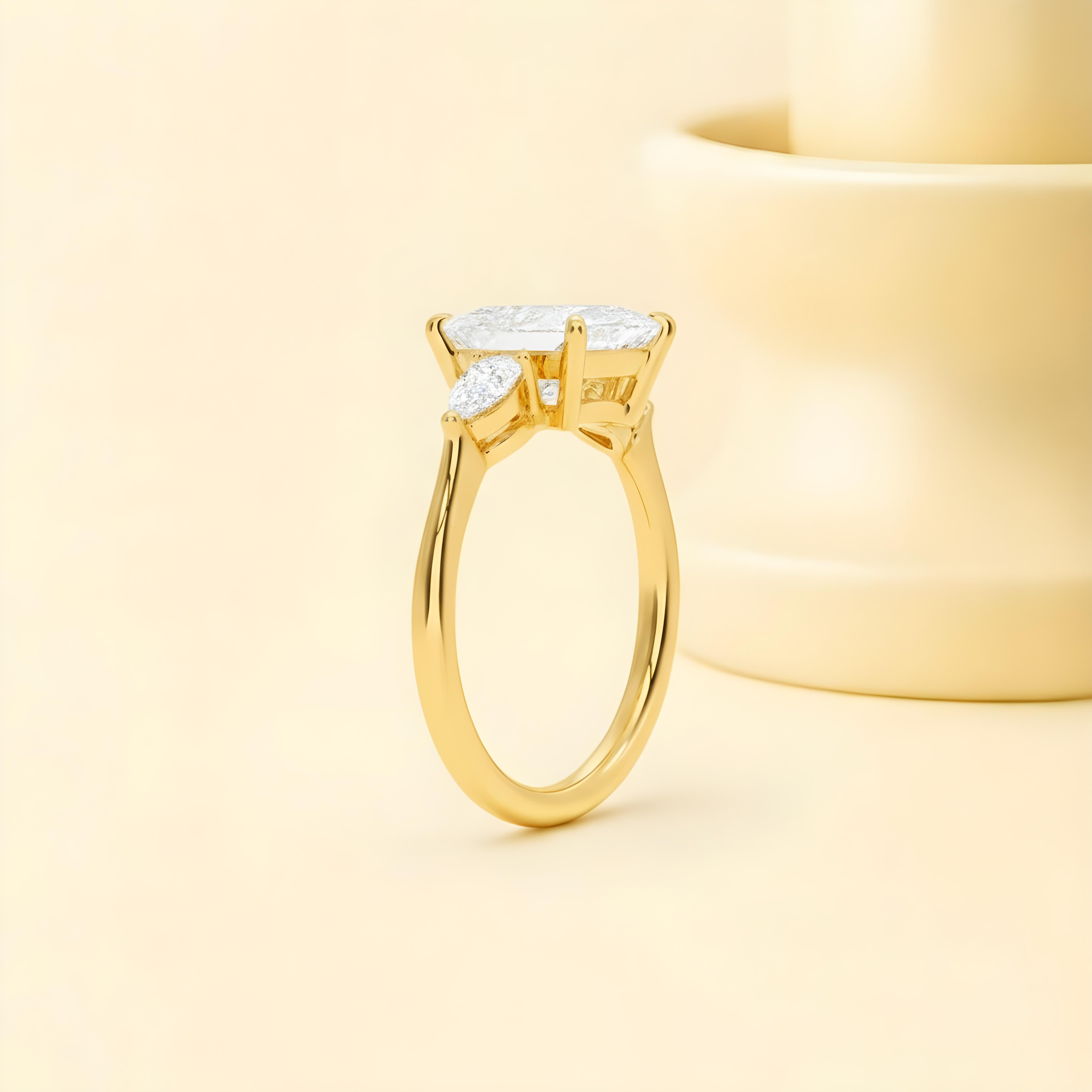 Moissanite Princess Shape Three Stones Ring