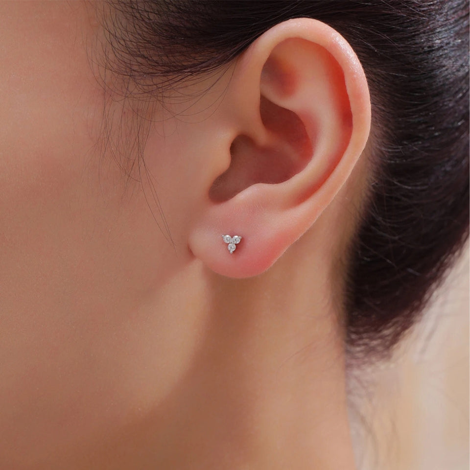Moissanite Trio Stone Trinity Stud