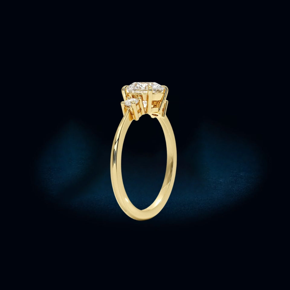 Round Moissanite Three Stone Engagement Ring