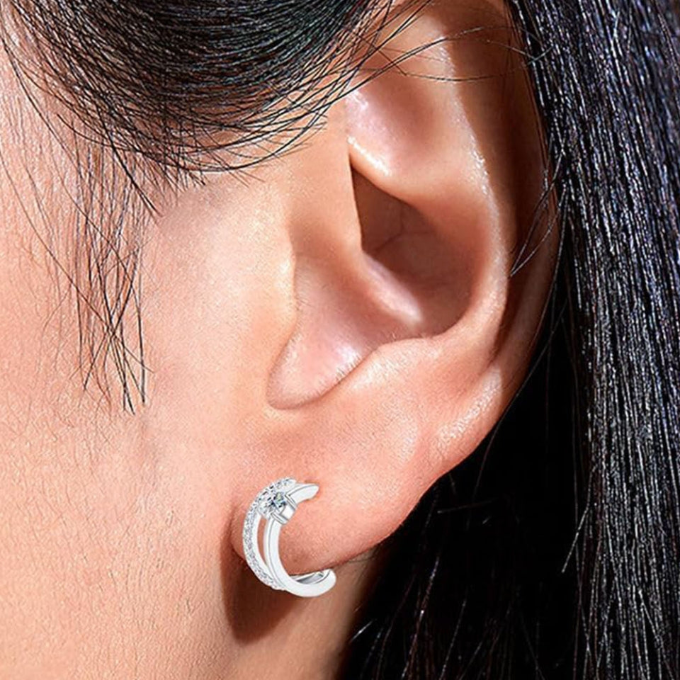 Moissanite Diamond Open Hoop Earrings