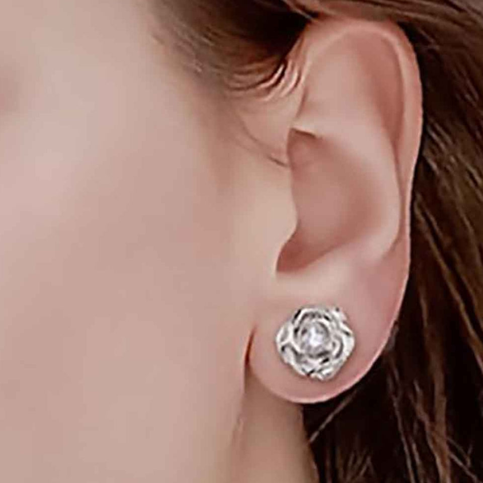 Rose Flower Moissanite Diamond Stud