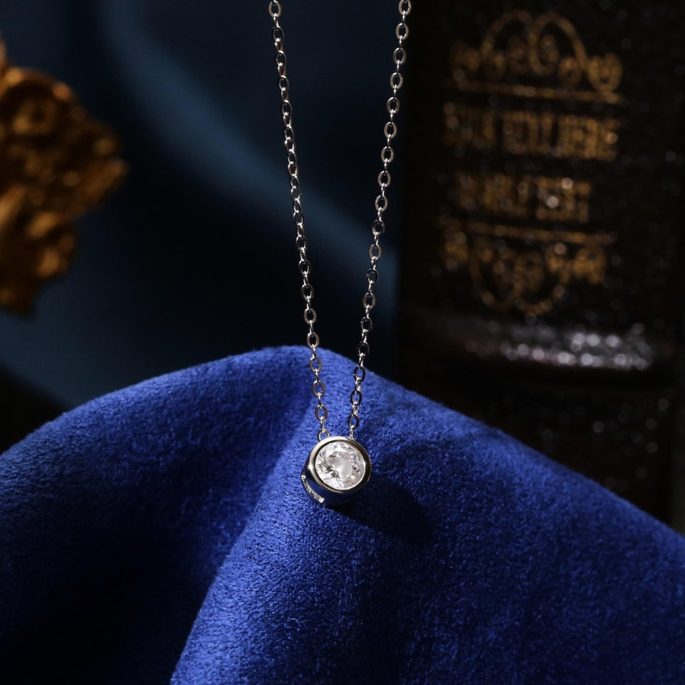 Bezel Set Solitaire Pendant Necklace
