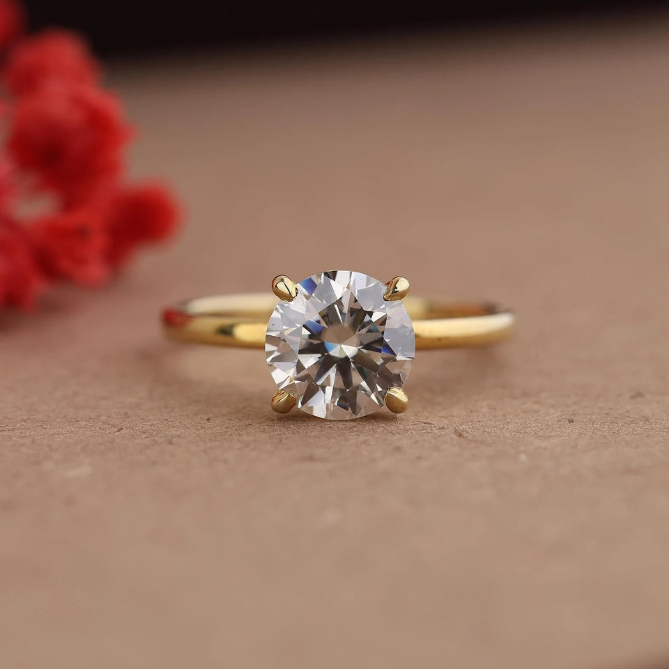 Round Halo Moissanite Diamond Ring