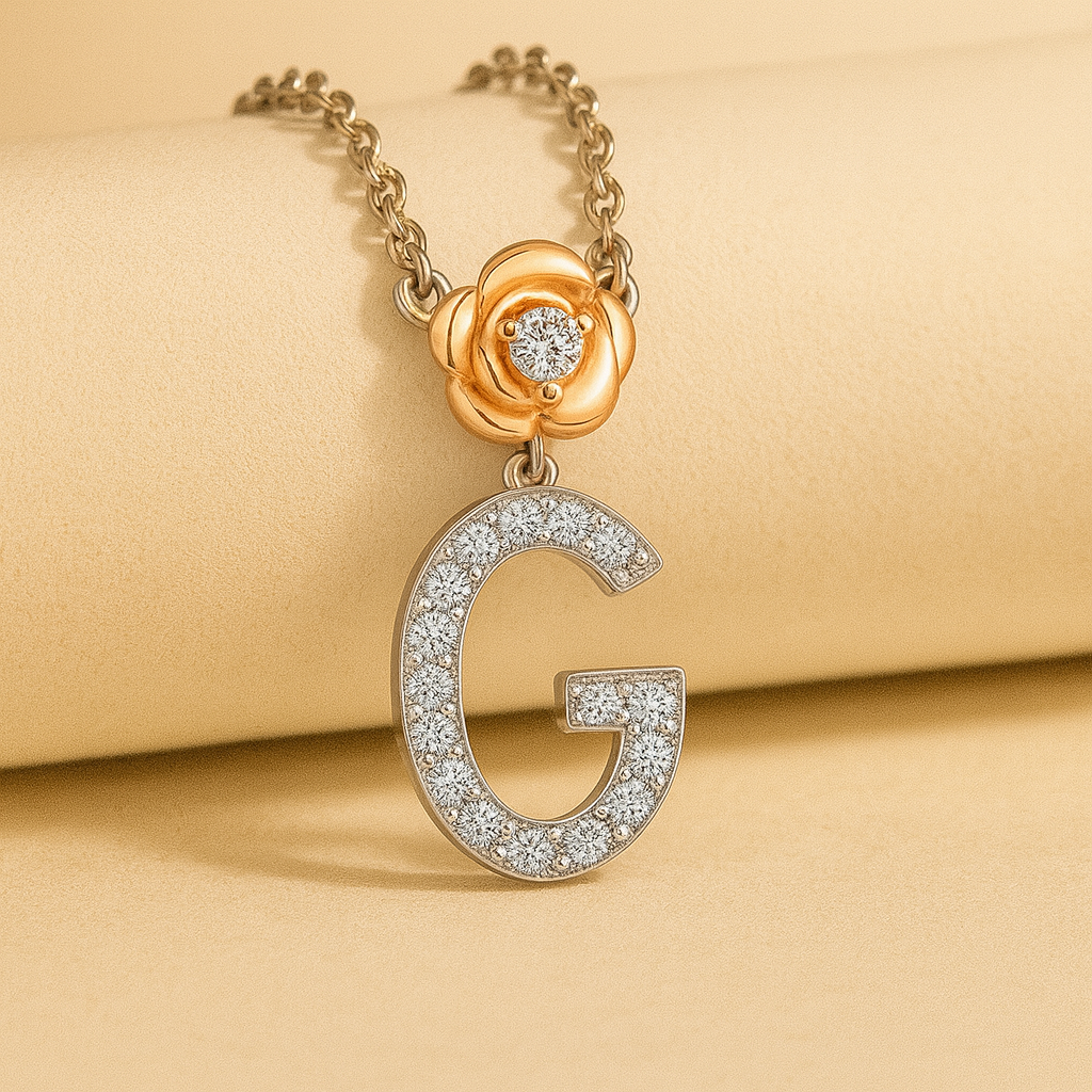 Alphabet Flower Pendant Necklace