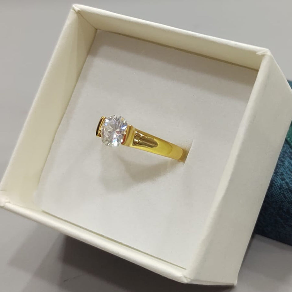 Half Bezel Moissanite Diamond Ring