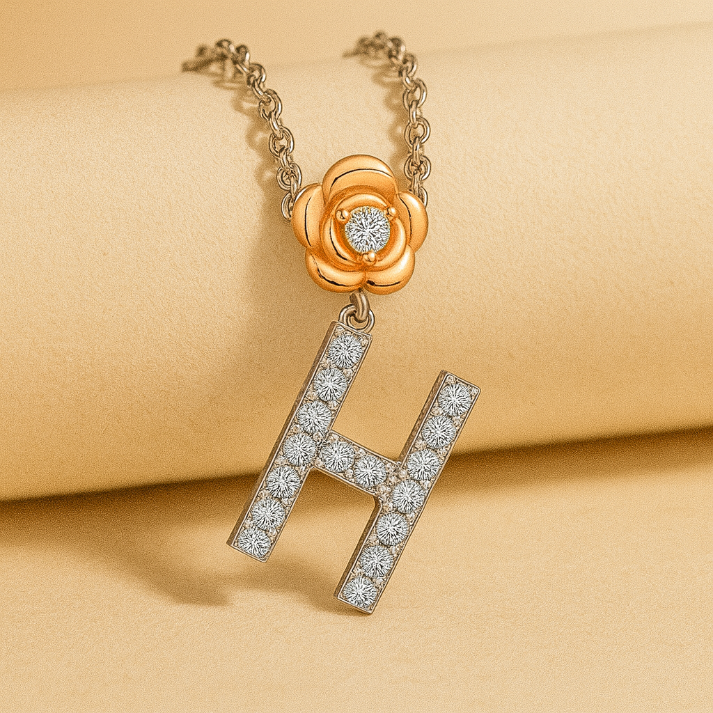 Alphabet Flower Pendant Necklace