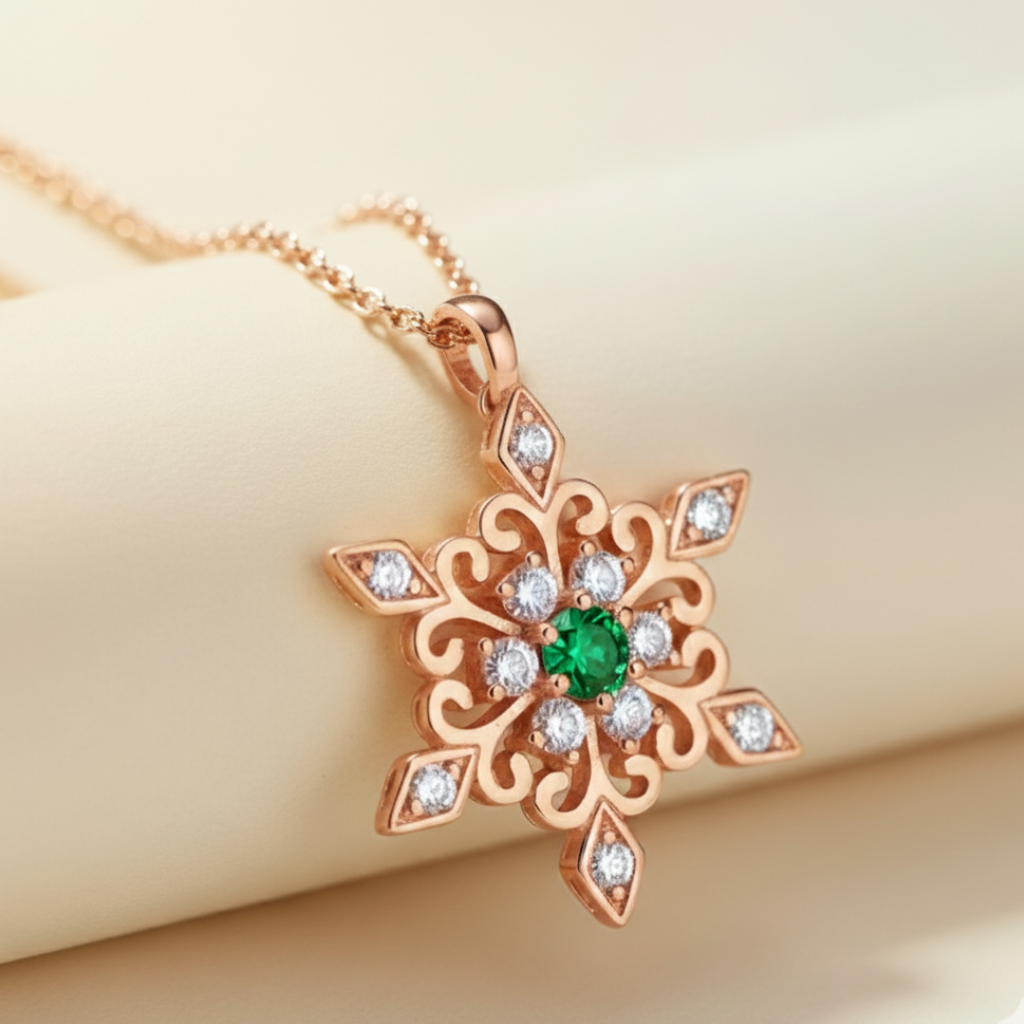 Birthday Snowflake Pendant Necklace
