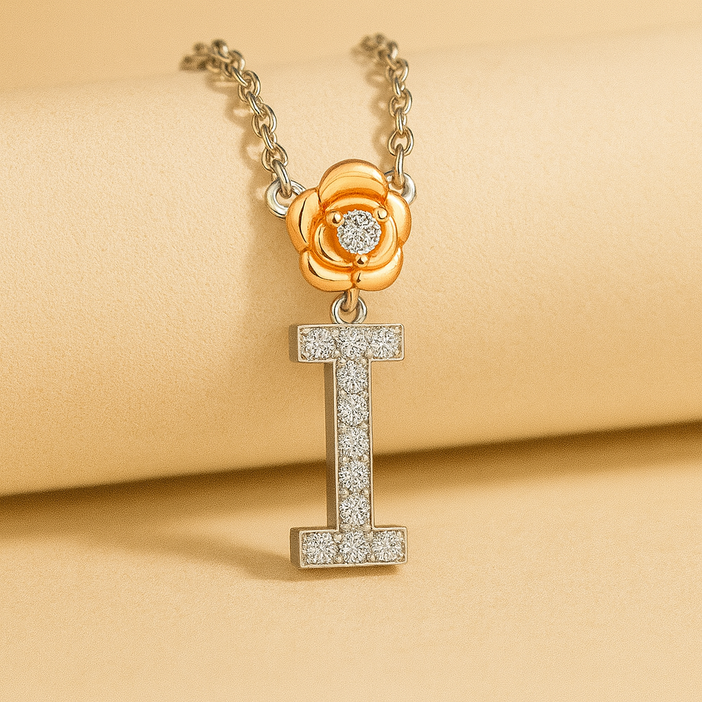 Alphabet Flower Pendant Necklace