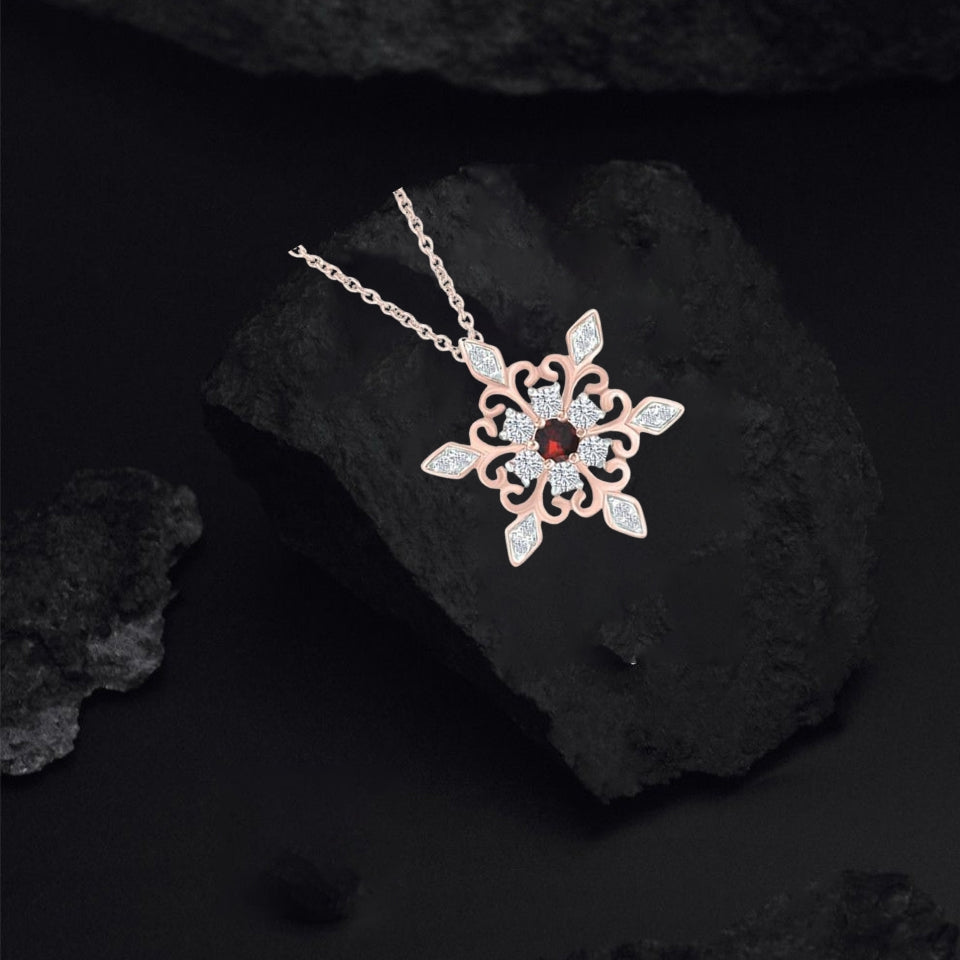 Birthday Snowflake Pendant Necklace