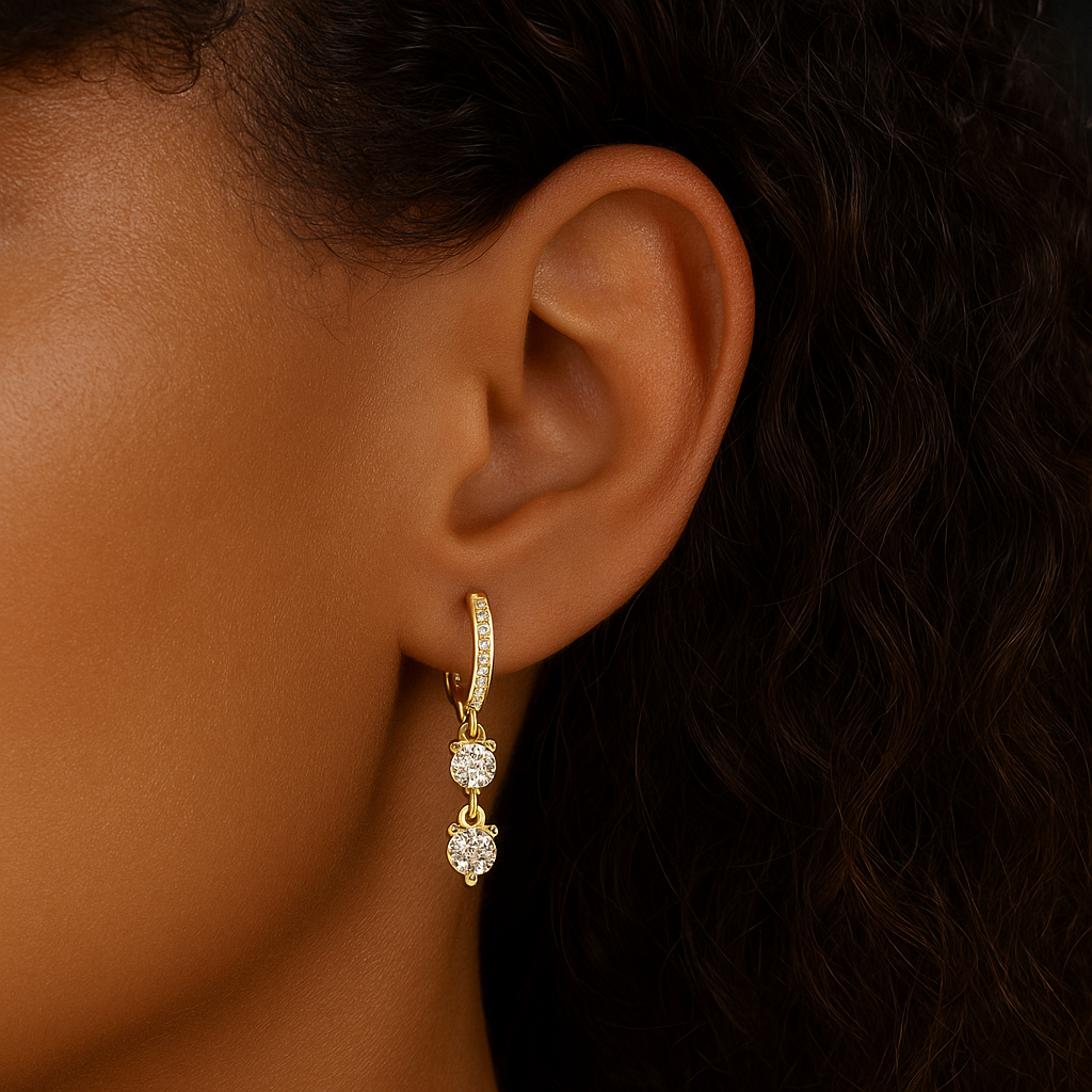 Moissanite Drop Hinged Earrings