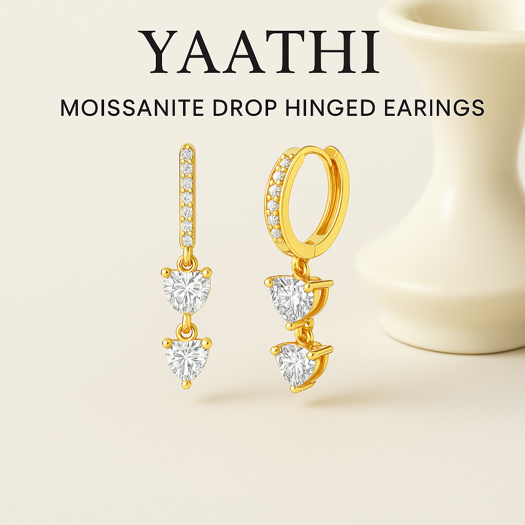 Moissanite Drop Hinged Earrings
