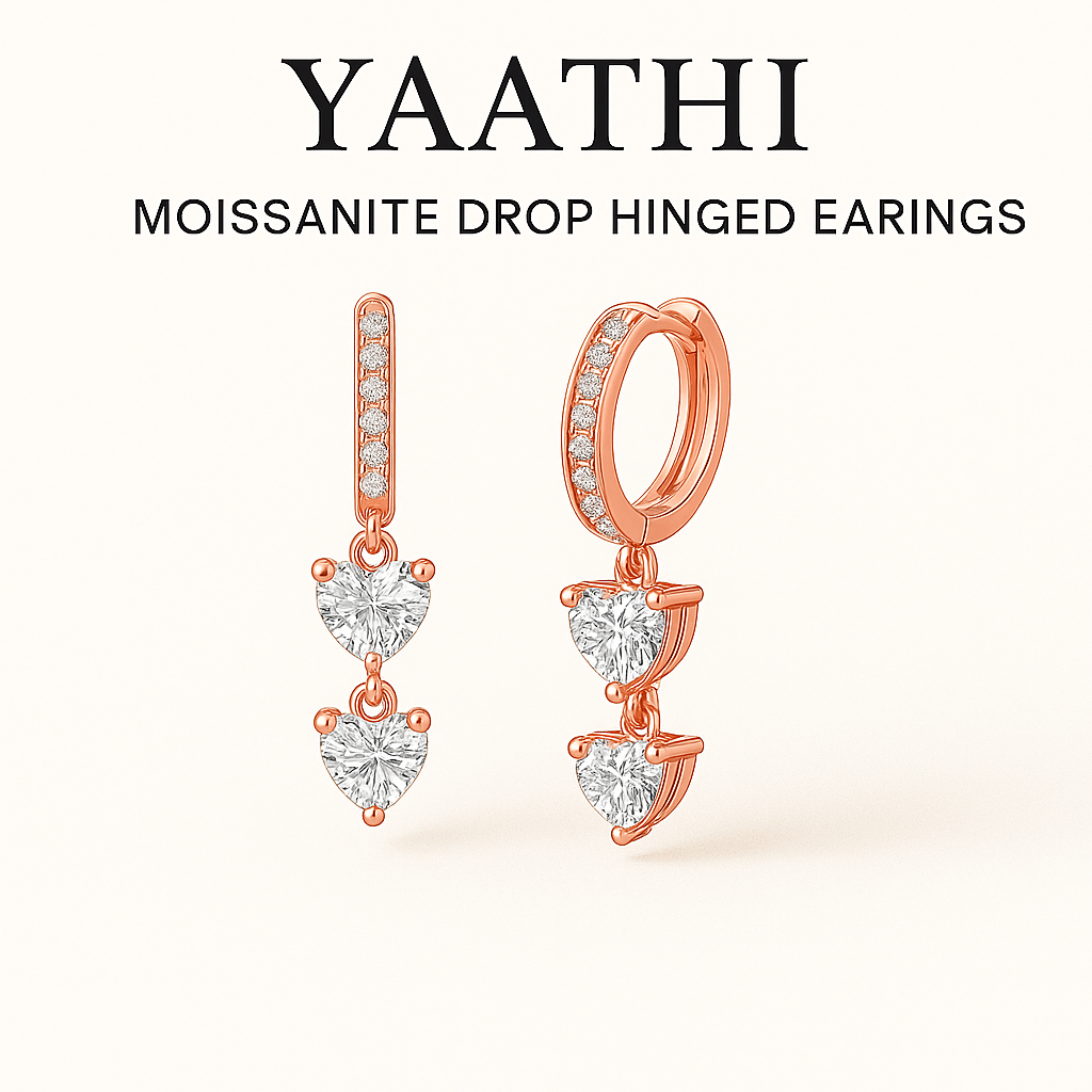 Moissanite Drop Hinged Earrings