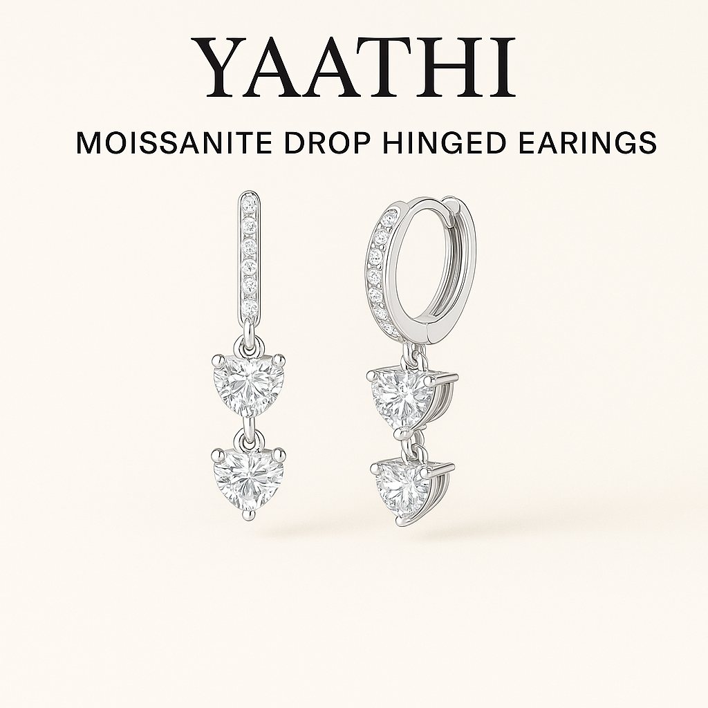 Moissanite Drop Hinged Earrings