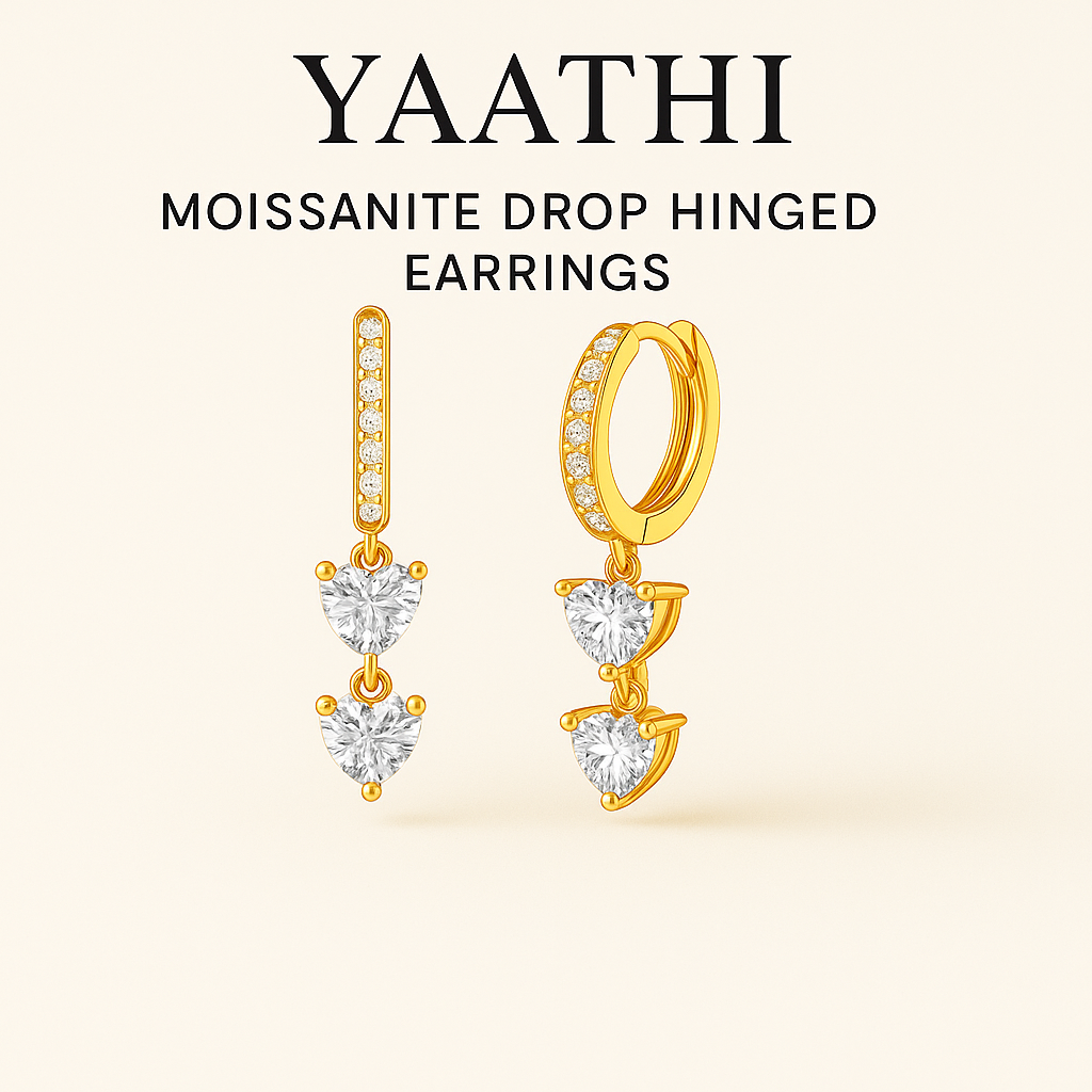 Moissanite Drop Hinged Earrings