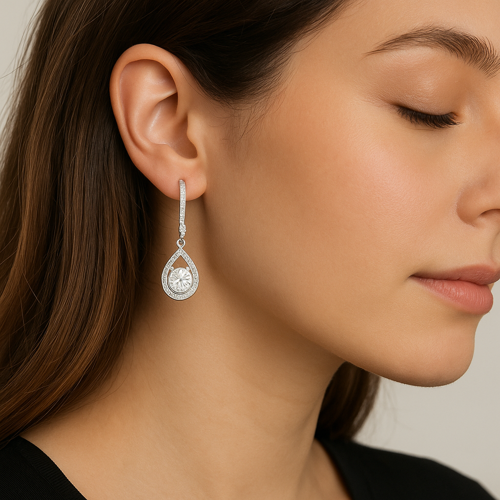 Teardrop Moissanite Drop Earrings