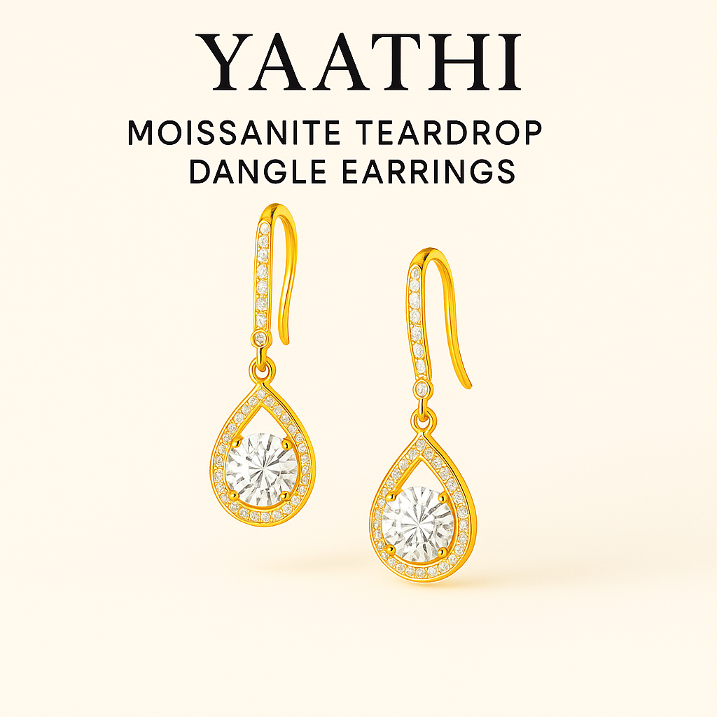 Teardrop Moissanite Drop Earrings
