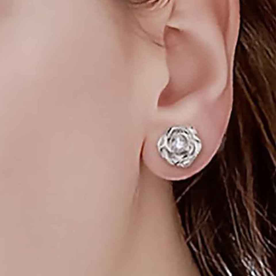 Rose Flower Moissanite Earring