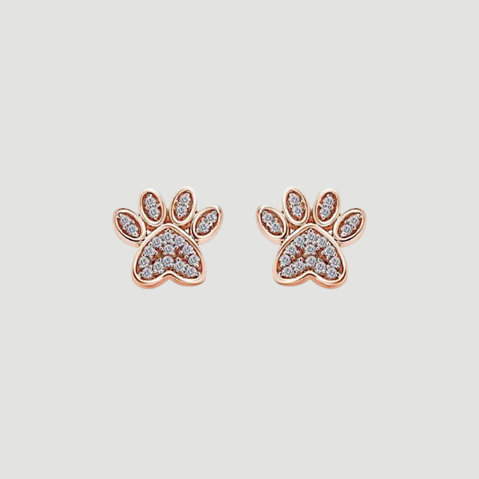 Excellent Cubic Zirconia Paw Print Stud