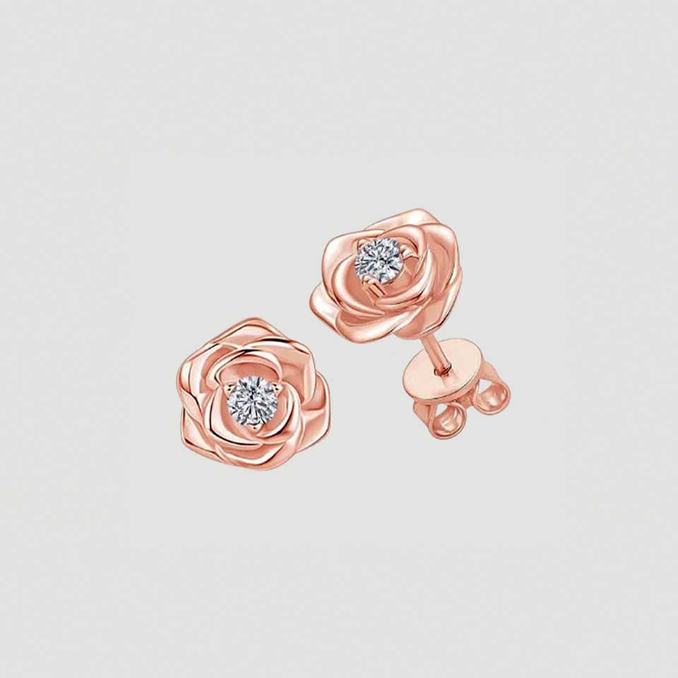 Rose Flower Moissanite Earring