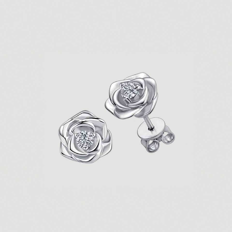 Rose Flower Moissanite Earring