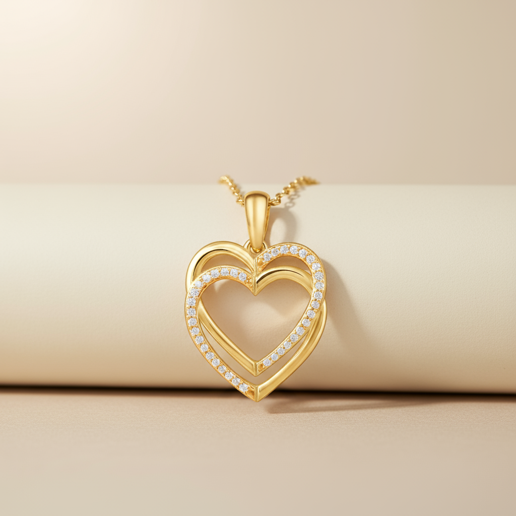 Trendor Love Double Heart Pendant Necklace