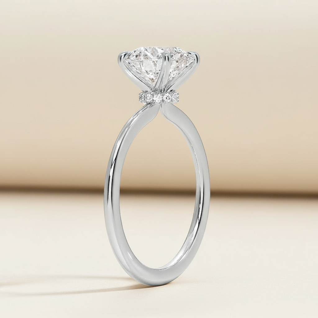 Round Halo Moissanite Diamond Ring