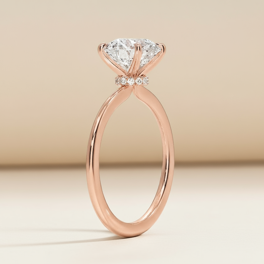 Round Halo Moissanite Diamond Ring