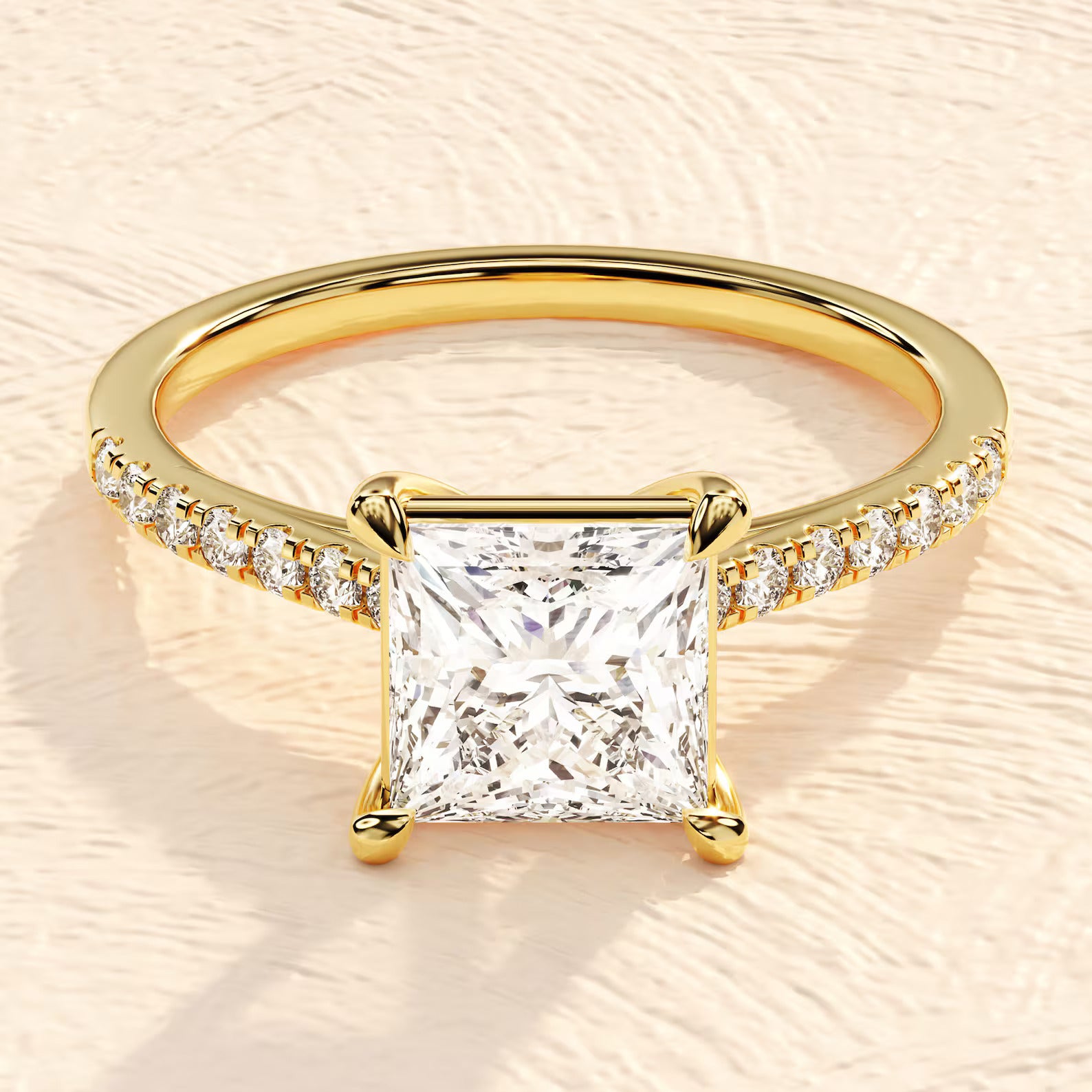 Princess Moissanite Pave Ring