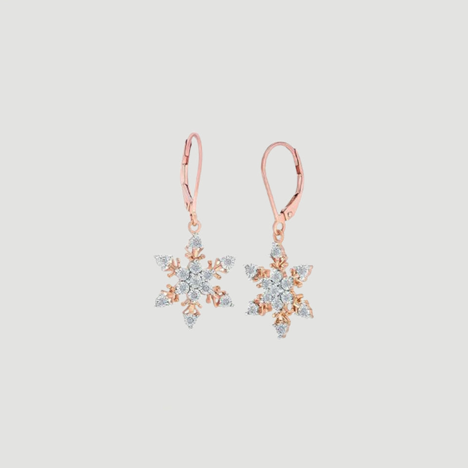 Cubic Zirconia Snowflake Earrings